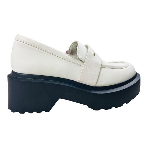 NWT Wild Fable Womens Penny Loafer Pumps Memory Foam Slip On Shoes White US 7 - Picture 1 of 11
